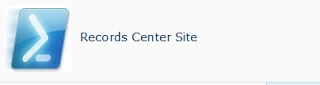 Records Center Site subsite header in SharePoint 2010 also showing the new PowerShell icon logo