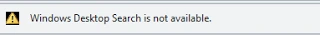 Outlook warning bar reading Windows Desktop Search is not available