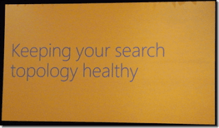 SPC12 section slide titled Keeping your search topology healthy