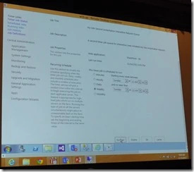 Recurring schedule options on the Edit Timer Job page for the My Site Instantiation Interactive Request Queue job at SPC12