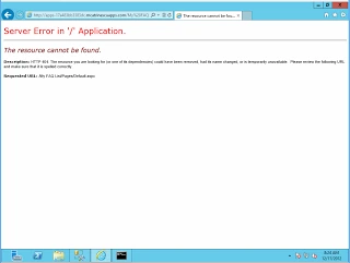 HTTP 404 Server Error in '/' Application page in Internet Explorer when opening a SharePoint 2013 app