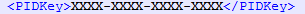 PIDKey element in AutoSPInstallerInput.xml with the XXXX-XXXX-XXXX-XXXX placeholder for the SharePoint 2013 product key