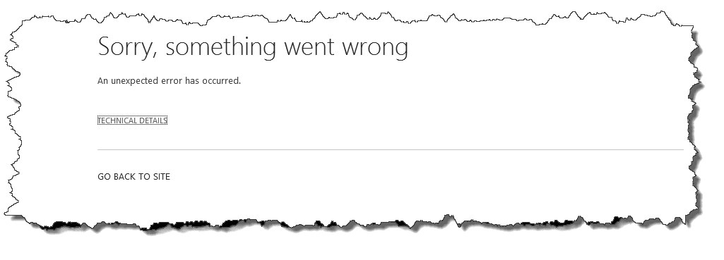 An unexpected error has occurred My Settings