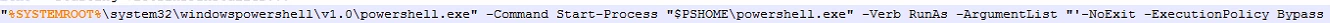 AutoSPInstaller Launch.bat command line starting powershell.exe as administrator with -ExecutionPolicy Bypass