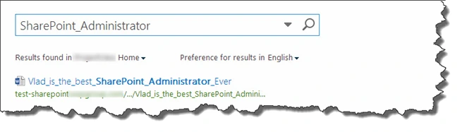 SharePoint search for SharePoint_Administrator returning only the underscored document Vlad_is_the_best_SharePoint_Administrator_Ever