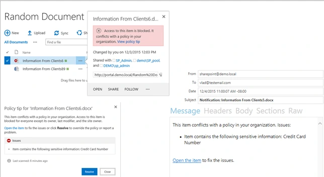 Configure DLP in SharePoint 2016