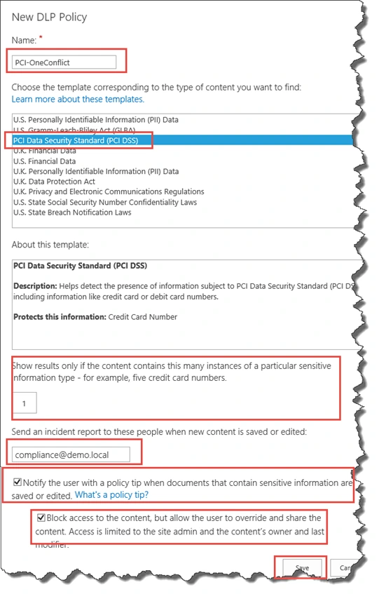 Configure DLP in SharePoint 2016