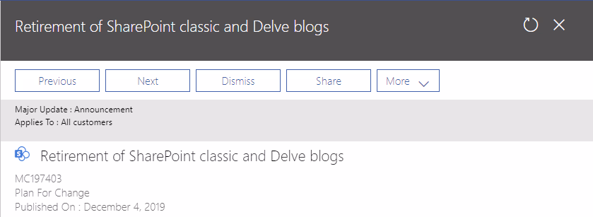 Classic SharePoint Blogs are Being Retired in SharePoint Online