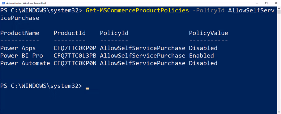 Disable Power Platform Self Service Purchasing
