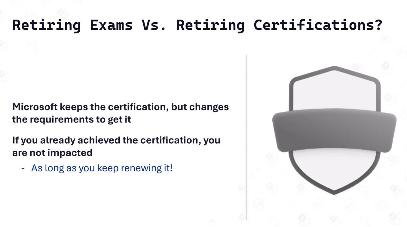 Difference between retiring exams and retiring certifications explained