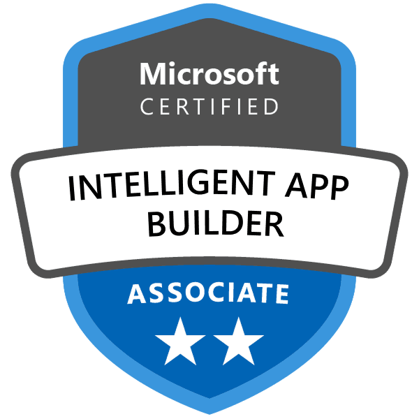 AB-410 Microsoft Certified Intelligent Applications Builder Associate certification badge