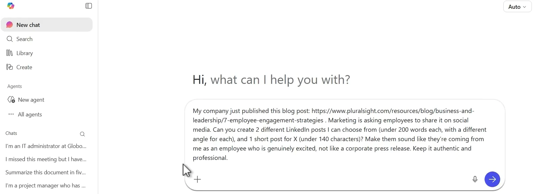 Prompt for LinkedIn and X social media posts from a blog URL