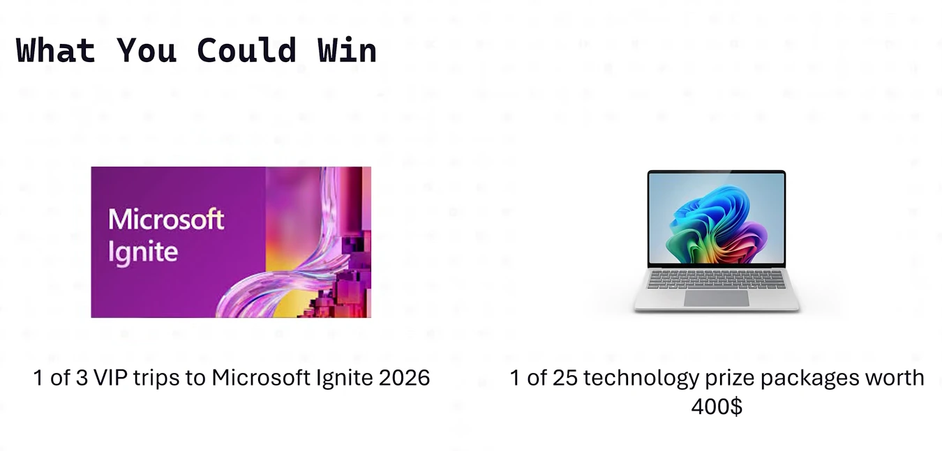 AI Skills Fest prizes: Microsoft Ignite 2026 VIP trips and technology packages