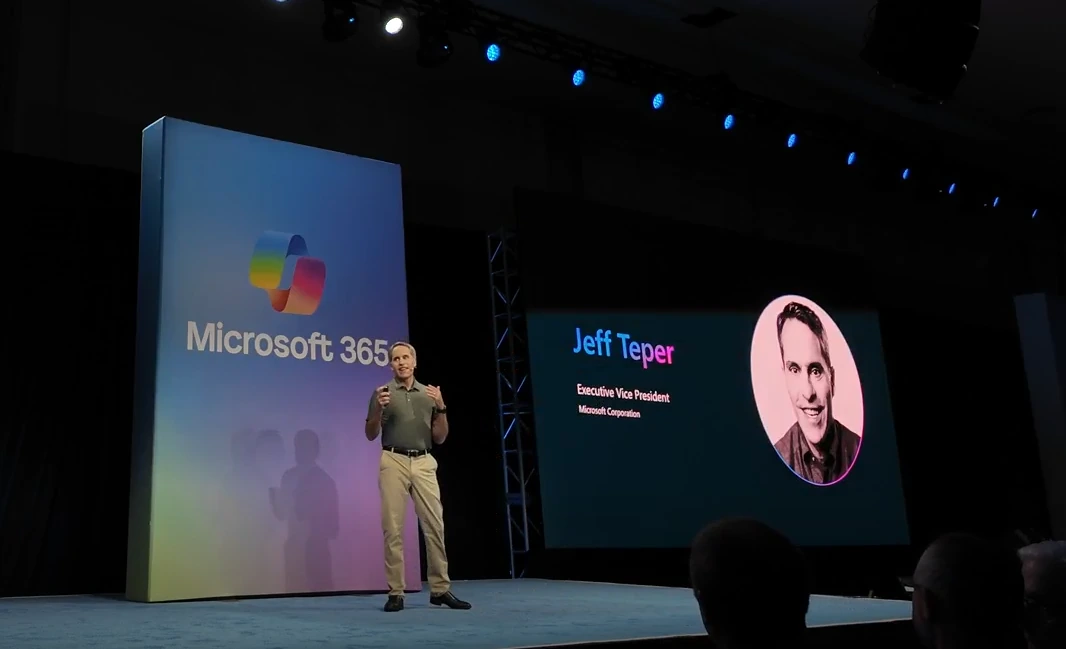 Jeff Teper on stage during the Microsoft 365 Conference 2026 keynote