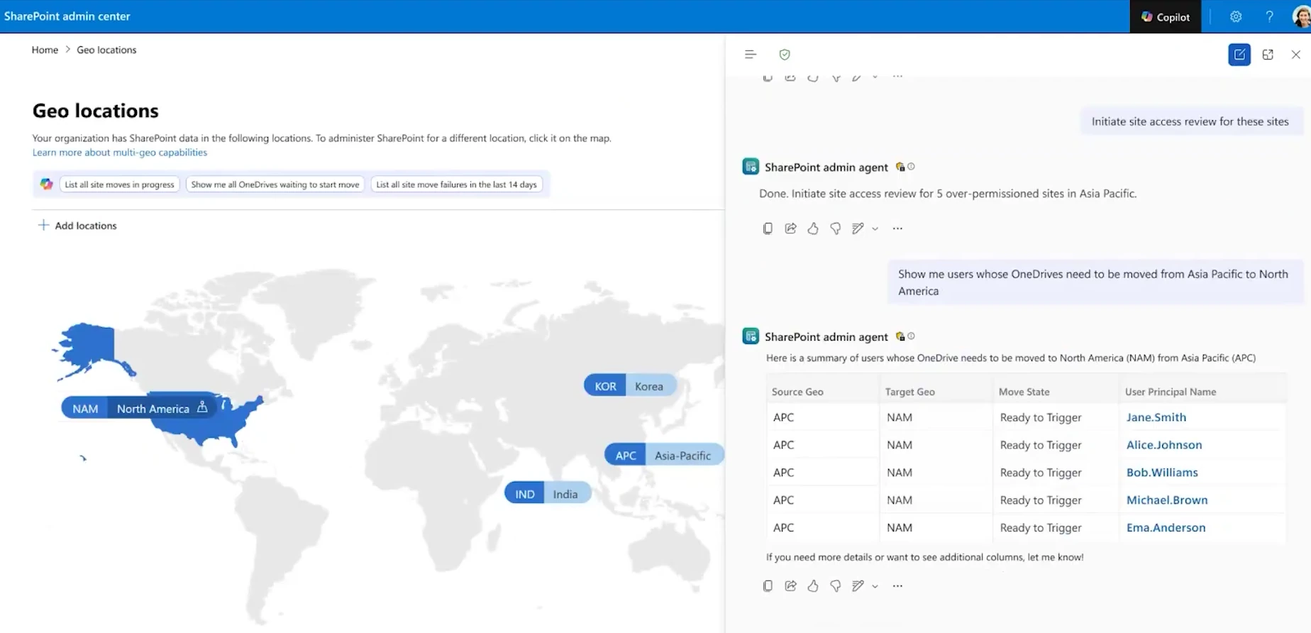 The agent tracking a user's geo move