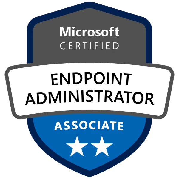 MD-102 Microsoft 365 Certified Endpoint Administrator Associate certification badge