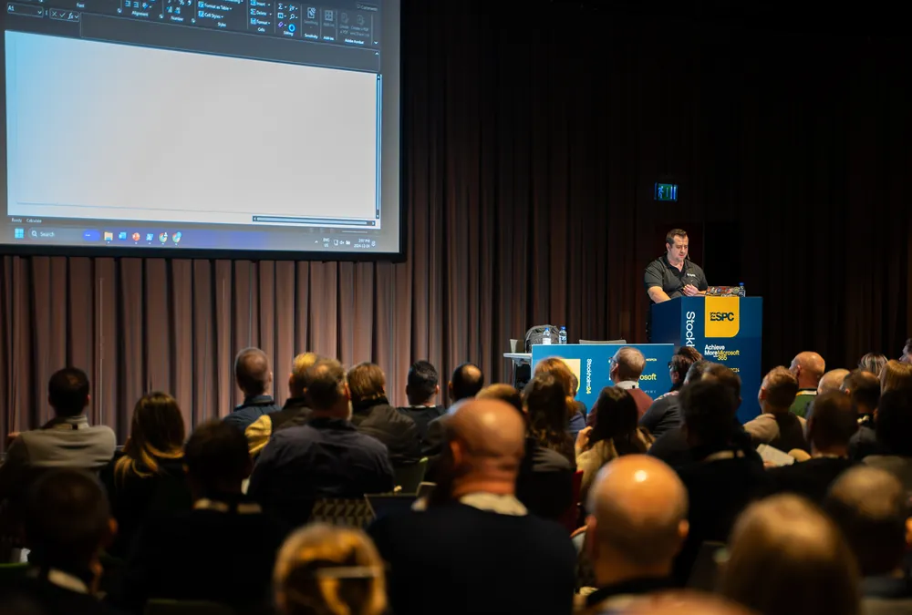 Vlad Catrinescu on stage at ESPC 2024 in Stockholm